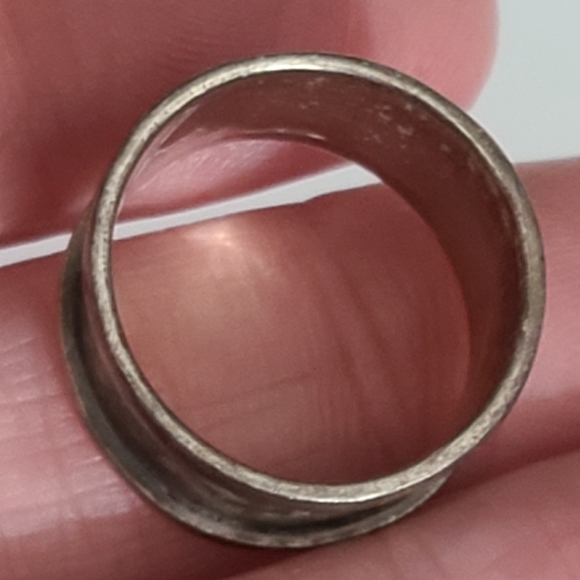 Vintage cigar ring  sz 6 925 sterling silver India cuff aged patina estate - Picture 3 of 8